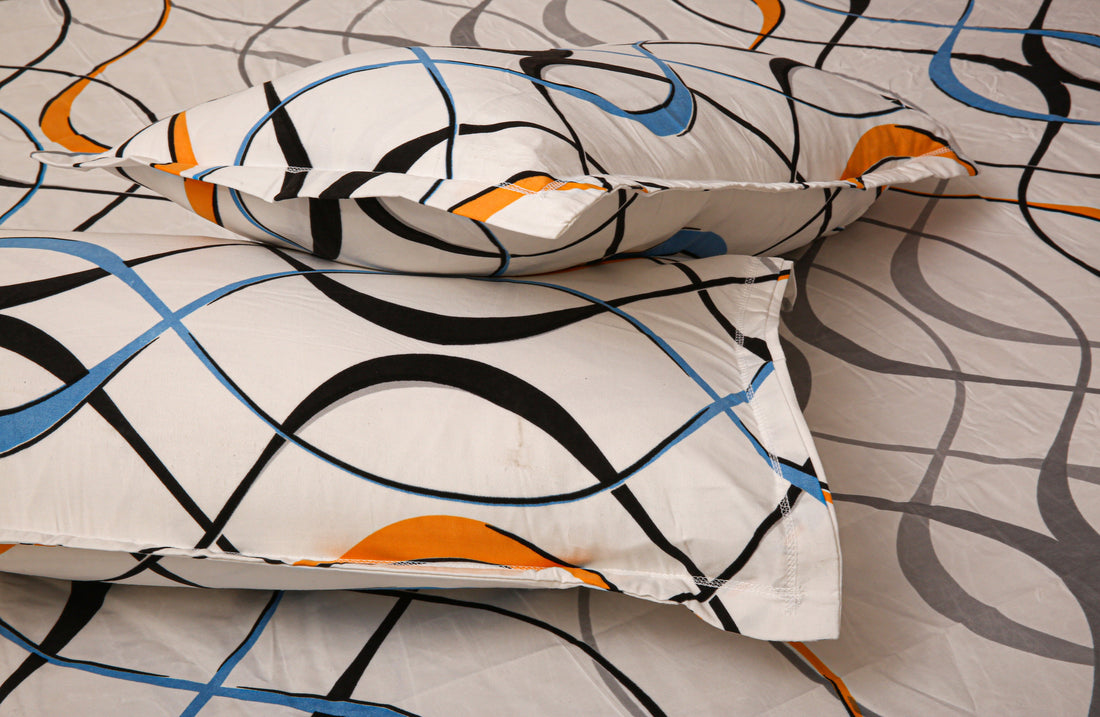 WSOKO PREMIUM COTTON.100% TC 300 QUEEN SIZE 90X100 BEDSHEET 2PILLO 3P SET MULTI COLOUR