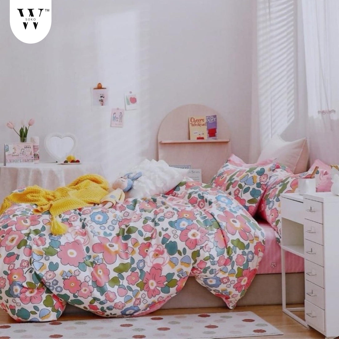 WSOKO PREMIUM COTTON. 100%.TC.400.SUPAR KING SIZE 108x108 BEDSHEET 2PILLO 3P SET MULTI COLOUR