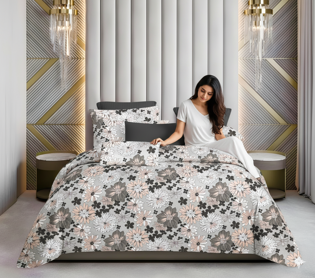 WSOKO 100%.PREMIUM COTTON..TC.400.SUPAR KING SIZE 108x108 BEDSHEET 2PILLO 3P SET MULTI COLOUR