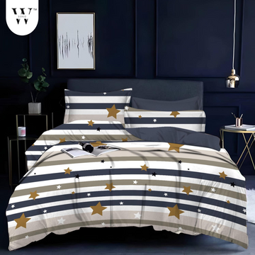WSOKO PREMIUM COTTON.100% TC 300 QUEEN SIZE 90X100 BEDSHEET 2PILLO 3P SET MULTI COLOUR