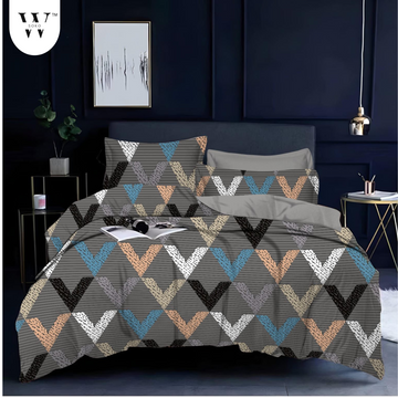 WSOKO PREMIUM COTTON.100% TC 300 QUEEN SIZE 90X100 BEDSHEET 2PILLO 3P SET MULTI COLOUR