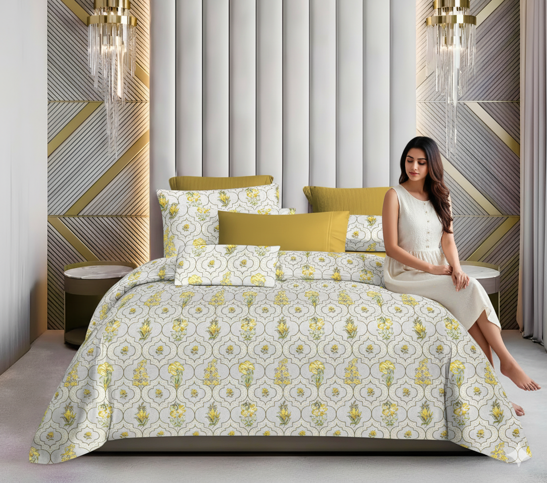 WSOKO 100%.PREMIUM COTTON..TC.400.SUPAR KING SIZE 108x108 BEDSHEET 2PILLO 3P SET MULTI COLOUR