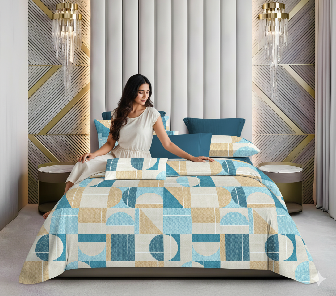 WSOKO 100%.PREMIUM COTTON..TC.400.SUPAR KING SIZE 108x108 BEDSHEET 2PILLO 3P SET MULTI COLOUR