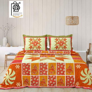 WSOKO COTTON JAIPUR PRINT BEDSHEET KING SIZE 100% PURE  COTTON 400TC BEDSHEET WITH 2 PILLOW 3P SET 108X108 SIZE