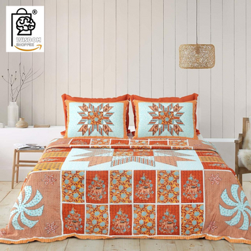 WSOKO COTTON JAIPUR PRINT BEDSHEET KING SIZE 100% PURE  COTTON 400TC BEDSHEET WITH 2 PILLOW 3P SET 108X108 SIZE