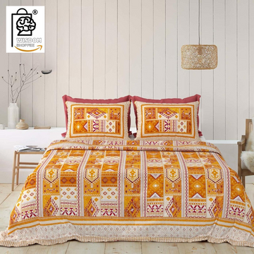WSOKO COTTON JAIPUR PRINT BEDSHEET KING SIZE 100% PURE  COTTON 400TC BEDSHEET WITH 2 PILLOW 3P SET 108X108 SIZE