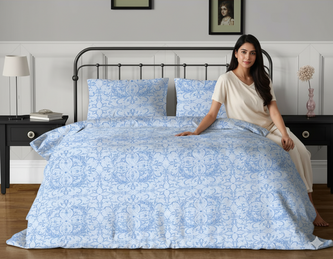 WSOKO 100%.PREMIUM COTTON..TC.400.SUPAR KING SIZE 108x108 BEDSHEET 2PILLO 3P SET MULTI COLOUR