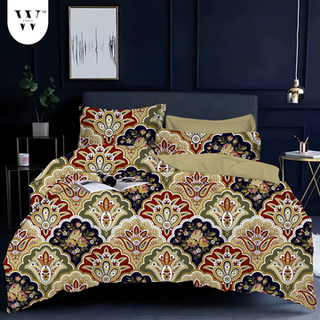 WSOKO 100%.PREMIUM COTTON..TC.400.QUEEN SIZE 90x100 BEDSHEET 2PILLO 3P SET MULTI COLOUR