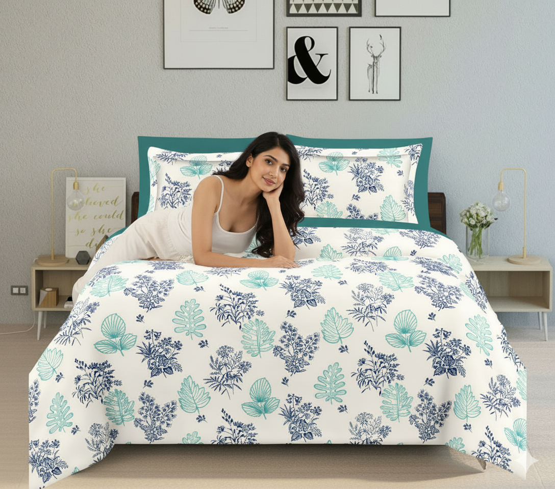 WSOKO 100%.PREMIUM COTTON..TC.400.SUPAR KING SIZE 108x108 BEDSHEET 2PILLO 3P SET MULTI COLOUR