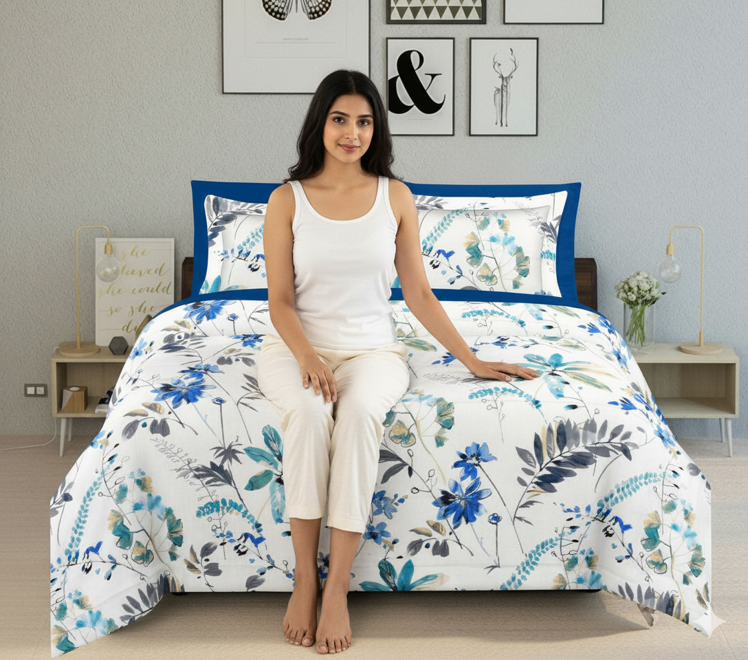 WSOKO 100%.PREMIUM COTTON..TC.400.SUPAR KING SIZE 108x108 BEDSHEET 2PILLO 3P SET MULTI COLOUR