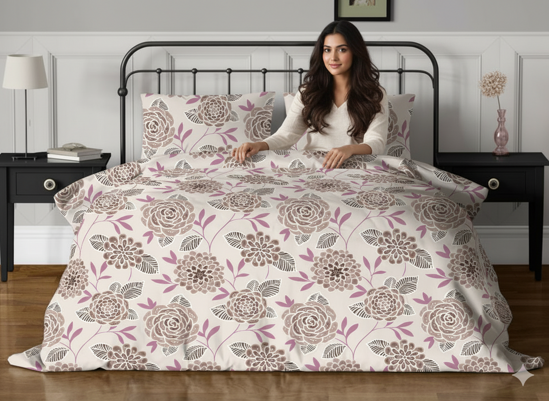 WSOKO 100%.PREMIUM COTTON..TC.400.SUPAR KING SIZE 108x108 BEDSHEET 2PILLO 3P SET MULTI COLOUR
