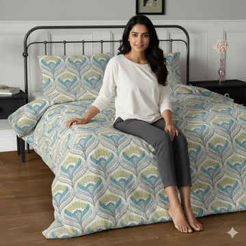 WSOKO PREMIUM COTTON. 100%.COTTON TC 400.SUPAR KING SIZE 108x108 BEDSHEET 2PILLOW  3P SET MULTI COLOUR