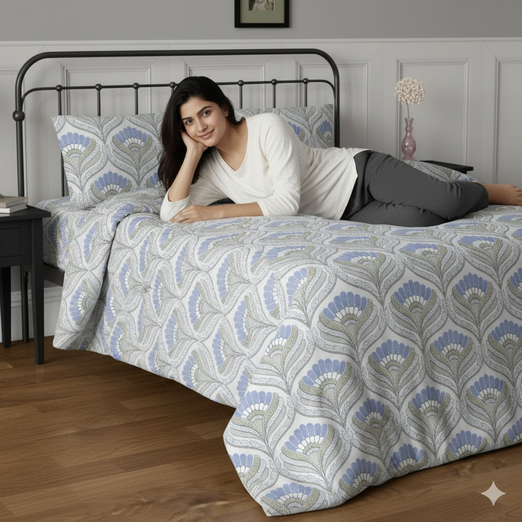 WSOKO 100%.PREMIUM COTTON..TC.400.SUPAR KING SIZE 108x108 BEDSHEET 2PILLO 3P SET MULTI COLOUR