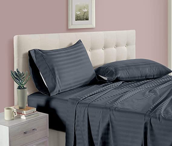 WSOKO 100% PREMIUM STRIP PALAN COTTON  BEDSHEET 300TC 2PILLO 3P SET QUEEN SIZE 90X100