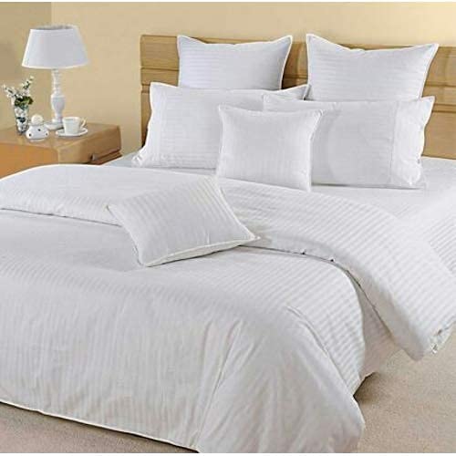 wsoko 400tc all season satin strip ac premium comforter with bedsheet super king size (90x100) 4p set