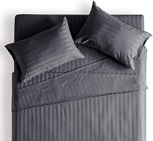 WSOKO 100% PREMIUM,STRIP, PALAN COTTON  BEDSHEET 400 TC 2PILLO 3P SET SUPER KING  SIZE 108X108 WHITE BESHEET