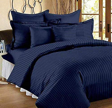 wsoko 400tc all season satin strip ac premium comforter with bedsheet super king size (90x100) 4p set