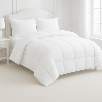 WSOKO COTTON King Size90 x100 Comforter Set, 4 Pieces Bed in a Bag, Complete Bedding Set Includes White Comforter, Flat Sheet,2 Pillowcases, White