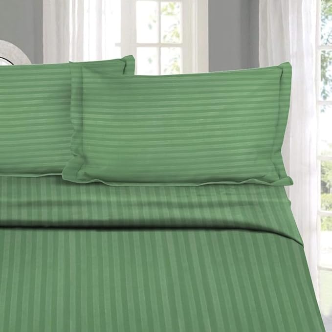 WSOKO 100% PREMIUM,STRIP, PALAN COTTON  BEDSHEET 400 TC 2PILLO 3P SET SUPER KING  SIZE 108X108 WHITE BESHEET