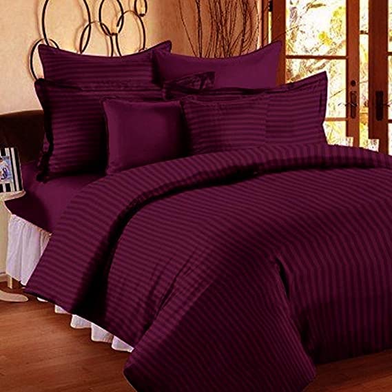 WSOKO 100% PREMIUM STRIP PALAN COTTON  BEDSHEET 300TC 2PILLO 3P SET QUEEN SIZE 90X100