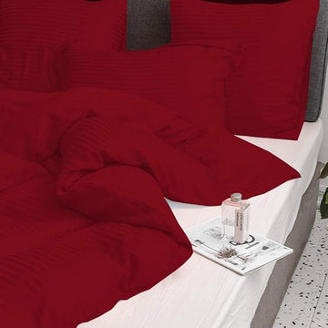 WSOKO 400GSM ALL SEASON.SATIN STRIP  PREMIUM,AC .COMFORTER ,MICROFIBER LIGHTWEIGHT KING SIZE1 BEDSHEET 2 PILLOW 4P SET 90X100