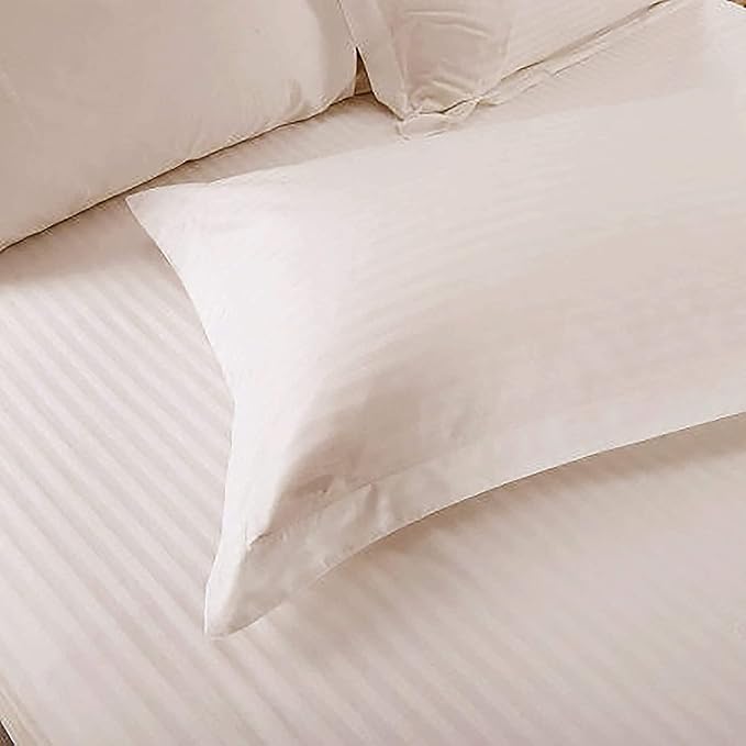 WSOKO 100% PREMIUM STRIP PALAN COTTON  BEDSHEET 300TC 2PILLO 3P SET QUEEN SIZE 90X100