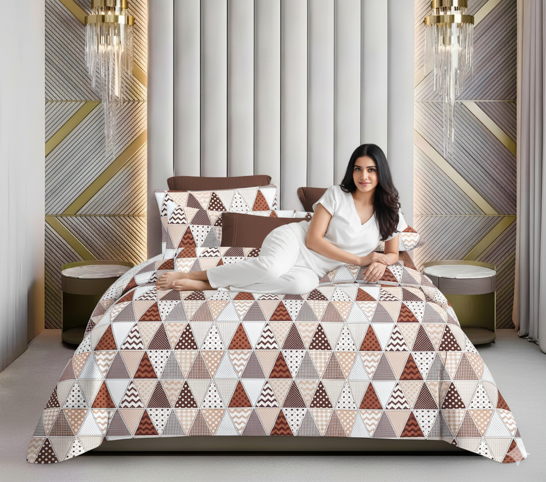 WSOKO 100%.PREMIUM COTTON..TC.400.SUPAR KING SIZE 108x108 BEDSHEET 2PILLO 3P SET MULTI COLOUR