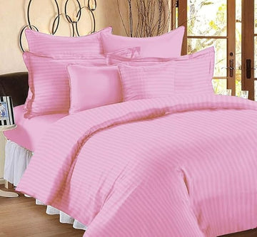 WSOKO 100% PREMIUM,STRIP, PALAN COTTON  BEDSHEET 400 TC 2PILLO 3P SET SUPER KING  SIZE 108X108 WHITE BESHEET