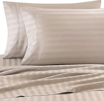 WSOKO 100% PREMIUM STRIP PALAN COTTON  BEDSHEET 300TC 2PILLO 3P SET QUEEN SIZE 90X100