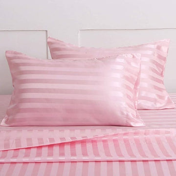 WSOKO 100% PREMIUM STRIP PALAN COTTON  BEDSHEET 300TC 2PILLO 3P SET SUPAR KING  SIZE 108X108