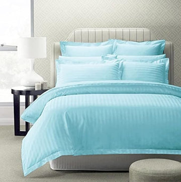 WSOKO 100% PREMIUM STRIP PALAN COTTON  BEDSHEET 300TC 2PILLO 3P SET QUEEN SIZE 90X100