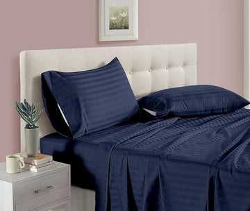 WSOKO 100% PREMIUM STRIP PALAN COTTON  BEDSHEET 300TC 2PILLO 3P SET QUEEN SIZE 90X100