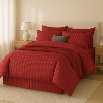 WSOKO 400GSM ALL SEASON.SATIN STRIP  PREMIUM,AC .COMFORTER ,MICROFIBER LIGHTWEIGHT KING SIZE1 BEDSHEET 2 PILLOW 4P SET 90X100