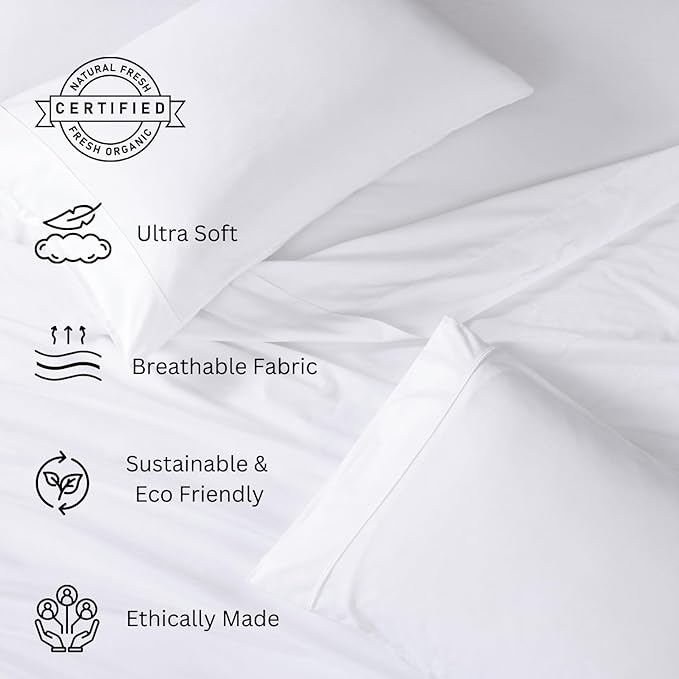 WSOKO. PREMIUM COTTON 100% 500GSM STRIP PLAN KING SIZE 108X100 BEDSHEET 2PILLO 3P SET