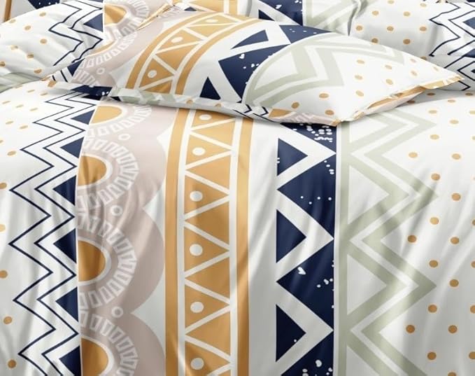 WSOKO Soft Cotton Super King Size XXL Printed Flat Double Bedsheet, 108 X 108 Inches with 2 Pillow Cover Without Joint II 400 TC, 9 Feet, 108" x 108" Inches (Super King, Abstract Mist)