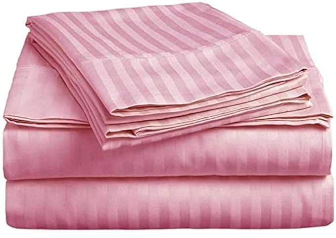 WSOKO 100% PREMIUM STRIP PALAN COTTON  BEDSHEET 300TC 2PILLO 3P SET QUEEN SIZE 90X100