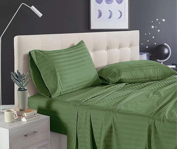 WSOKO 100% PREMIUM STRIP PALAN COTTON  BEDSHEET 400TC 2PILLO 3P SET SUPAR KING  SIZE 108X108