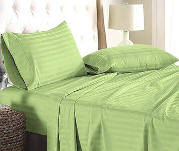 WSOKO 100% PREMIUM STRIP PALAN COTTON  BEDSHEET 300TC 2PILLO 3P SET QUEEN SIZE 90X100
