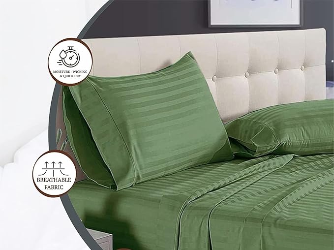 WSOKO 100% PREMIUM STRIP PALAN COTTON  BEDSHEET 400TC 2PILLO 3P SET SUPER  KING  SIZE 108X108