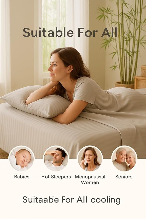 wsoko 400tc all season satin strip ac premium comforter with bedsheet super king size (90x100) 4p set