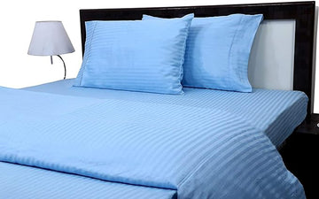 WSOKO 100% PREMIUM STRIP PALAN COTTON  BEDSHEET 300TC 2PILLO 3P SET SUPAR KING  SIZE 108X108