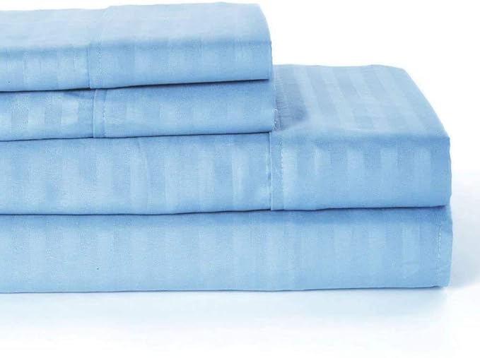 WSOKO 100% PREMIUM STRIP PALAN COTTON  BEDSHEET 300TC 2PILLO 3P SET SUPAR KING  SIZE 108X108