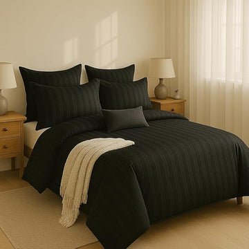wsoko 400tc all season satin strip ac premium comforter with bedsheet super king size (90x100) 4p set