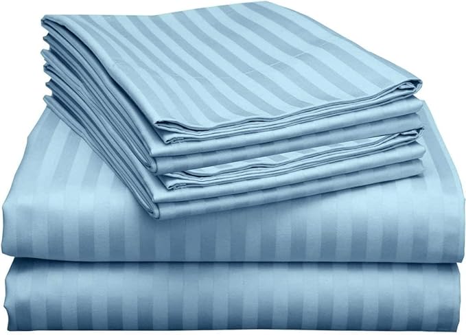 WSOKO 100% PREMIUM STRIP PALAN COTTON  BEDSHEET 300TC 2PILLO 3P SET QUEEN SIZE 90X100