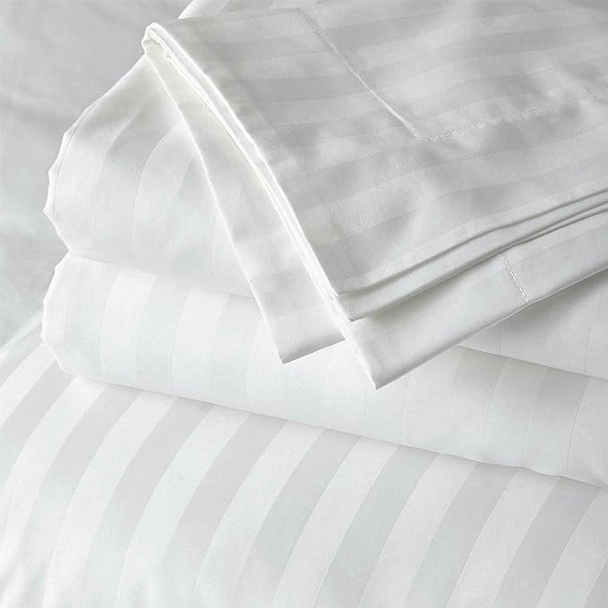 WSOKO 100% PREMIUM STRIP PALAN COTTON  BEDSHEET 300TC 2PILLO 3P SET QUEEN SIZE 90X100