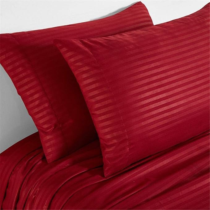 0WSOKO 100% PREMIUM STRIP PALAN COTTON  BEDSHEET 300TC 2PILLO 3P SET QUEEN SIZE 90X100