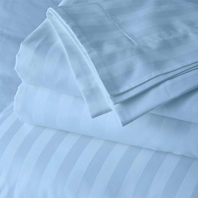 WSOKO 100% PREMIUM STRIP PALAN COTTON  BEDSHEET 300TC 2PILLO 3P SET QUEEN SIZE 90X100