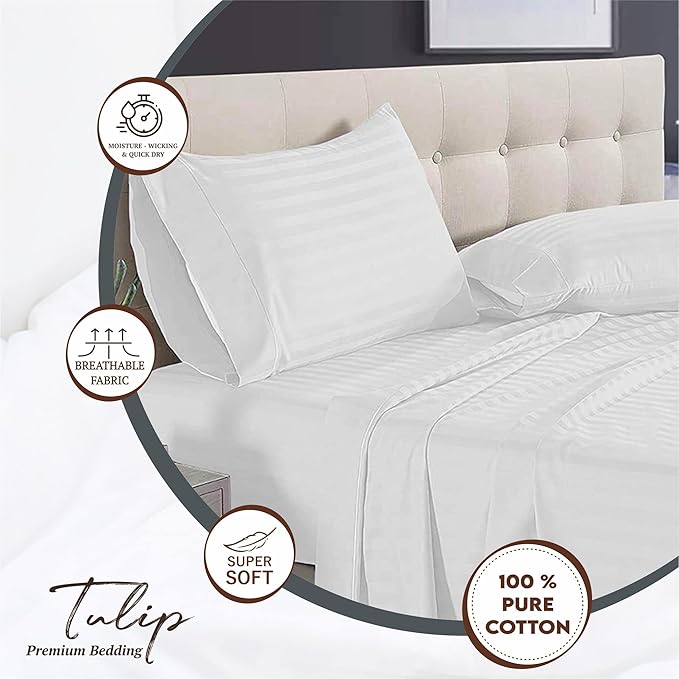 wsoko premium,strip,cotton.400tc.bedsheet.super,king size.(108x108.)