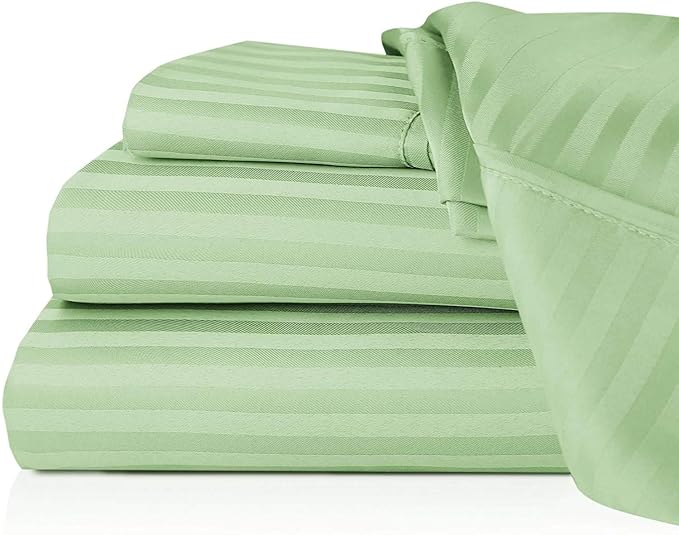 WSOKO 100% PREMIUM STRIP PALAN COTTON  BEDSHEET 300TC 2PILLO 3P SET QUEEN SIZE 90X100