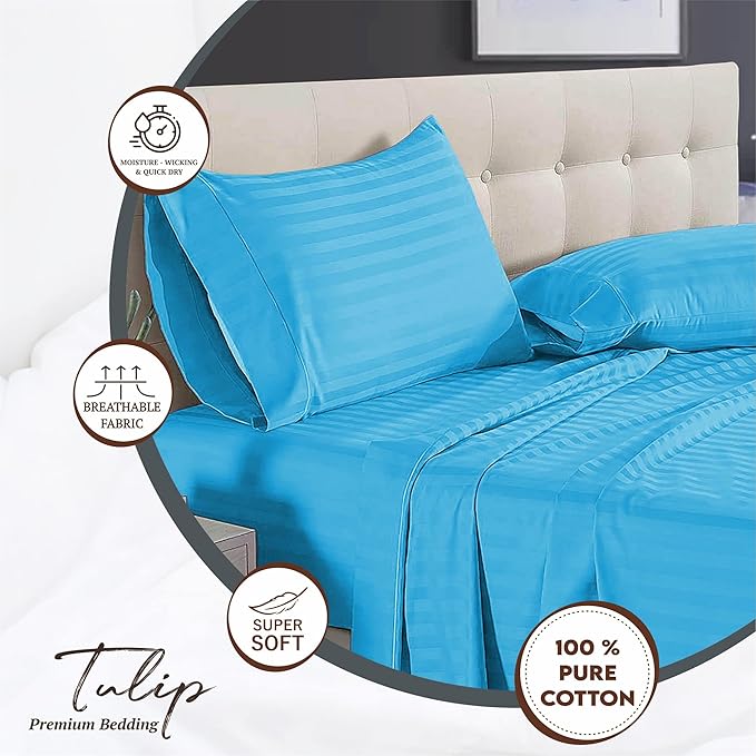 wsoko premium,strip,cotton.400tc.bedsheet.super,king size.(108x108.)